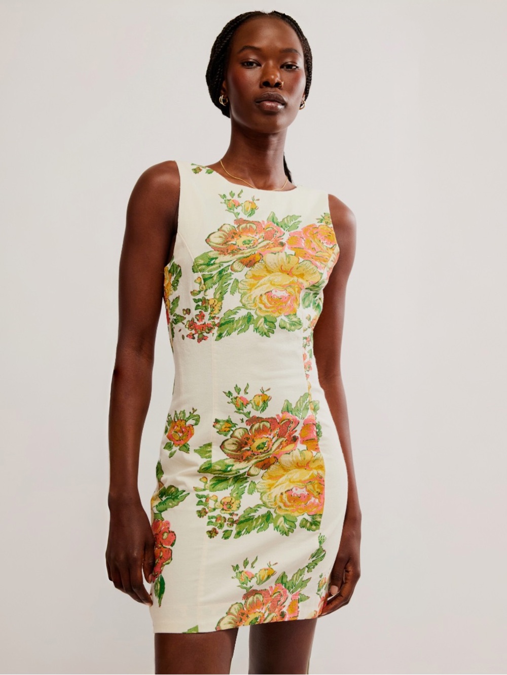 Free People Mayberry Ivory Floral Mini Dress Sz M Revolve